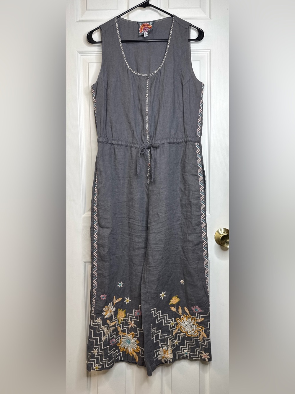 Johnny Was Elia Linen Tie Jumpsuit Size Small